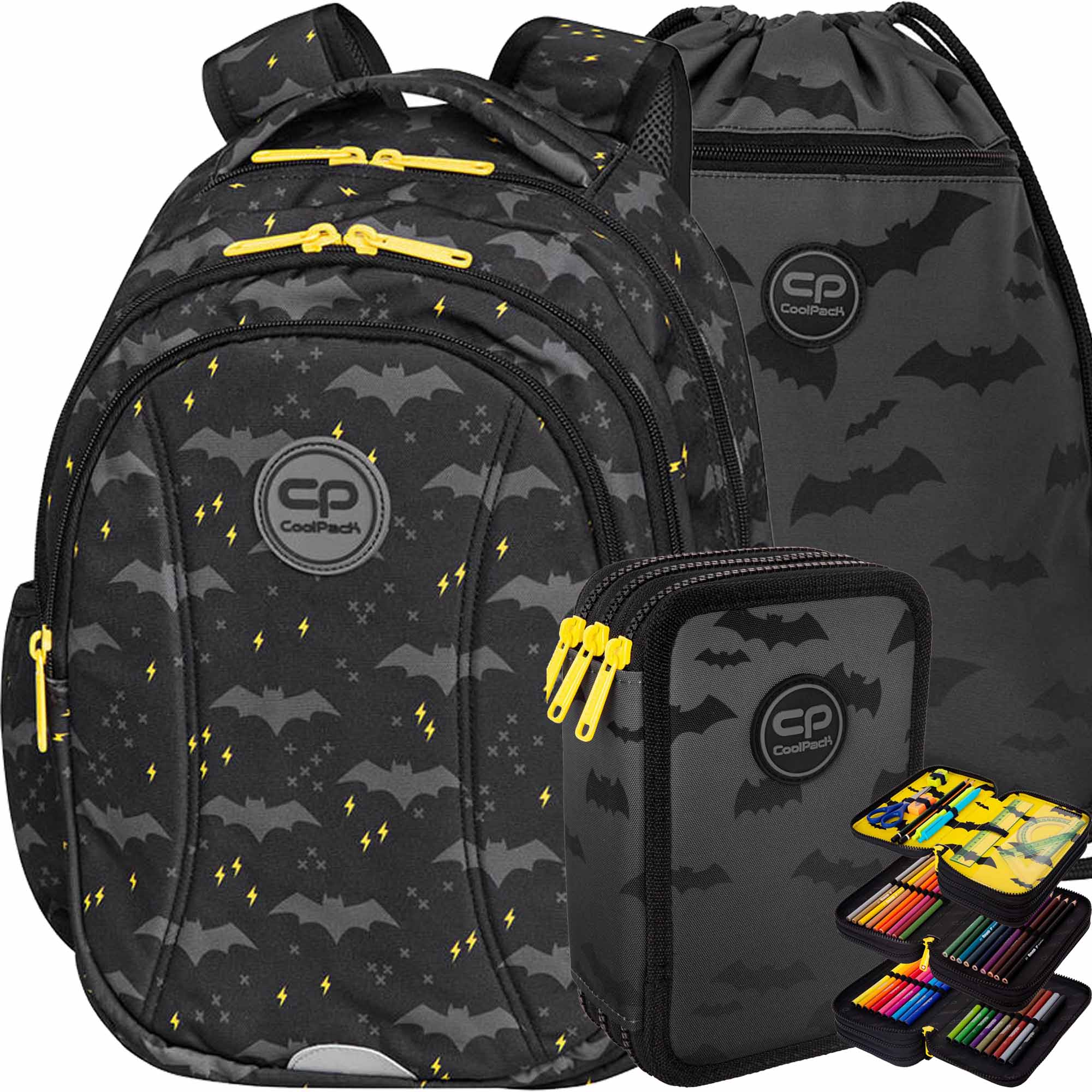 Školský batoh Coolpack Joy S s peračníkom a vreckom 3v1 Night Batman